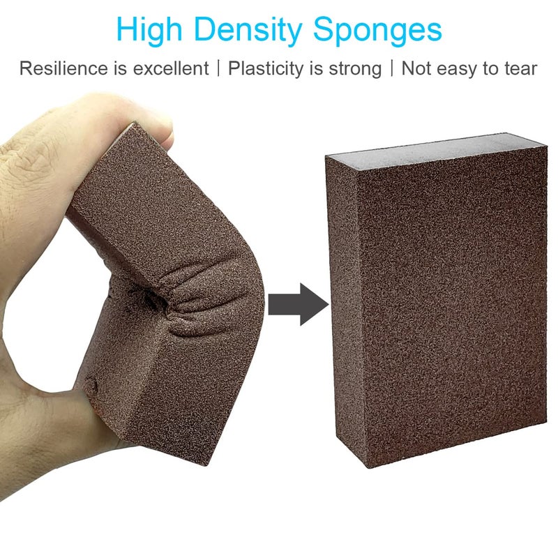 SACKORANGE 8 PCS Sanding Sponge Assortment, 2 PCS Each of 120 220 320 400 Grit -Coarse Medium Fine Hand Sanding Block Sandpaper Sponge for Metal Wood-Working Home Cleaning Drywall - Image 3